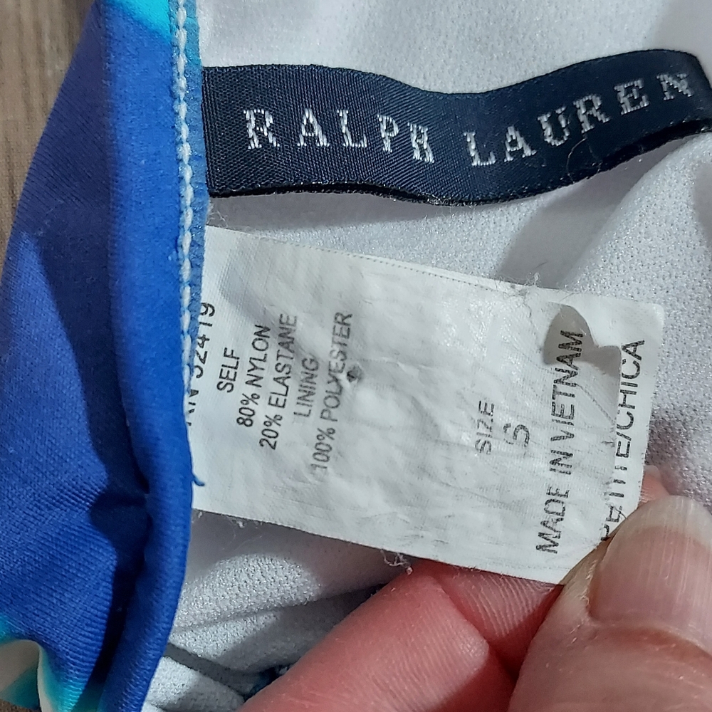 Ralph Lauren blue tie dye bikini S top, Med bottom - Picture 12 of 16